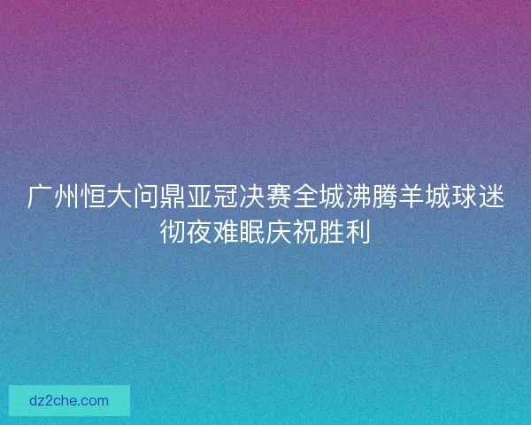 广州恒大问鼎亚冠决赛全城沸腾羊城球迷彻夜难眠庆祝胜利