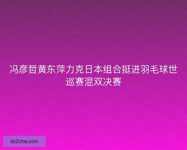 冯彦哲黄东萍力克日本组合挺进羽毛球世巡赛混双决赛